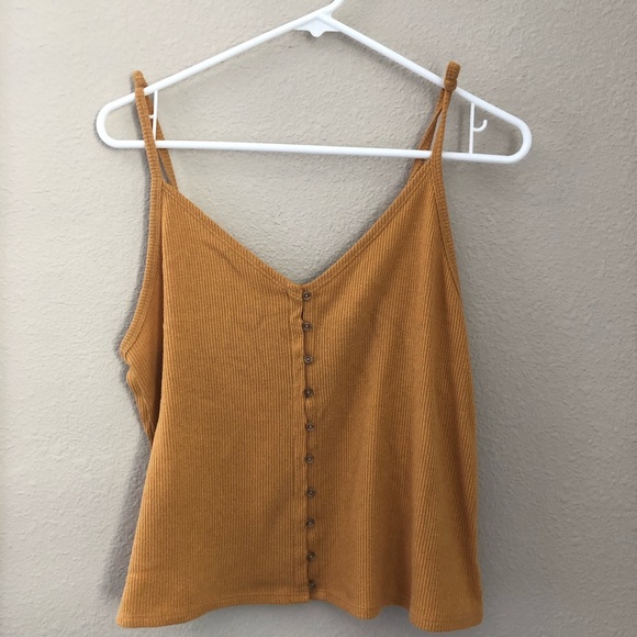 American Eagle Outfitters Tops - American Eagle Mustard Yellow Ribbed Crop Top